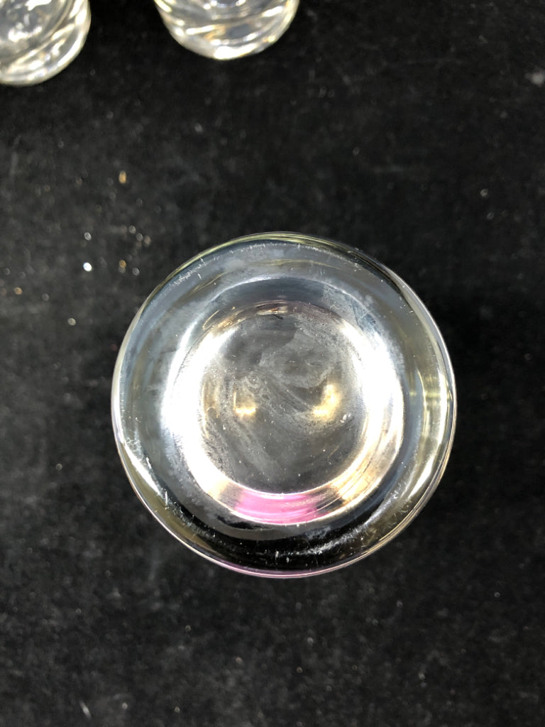 4 VTG SILVER MONOGRAM T GLASSES.