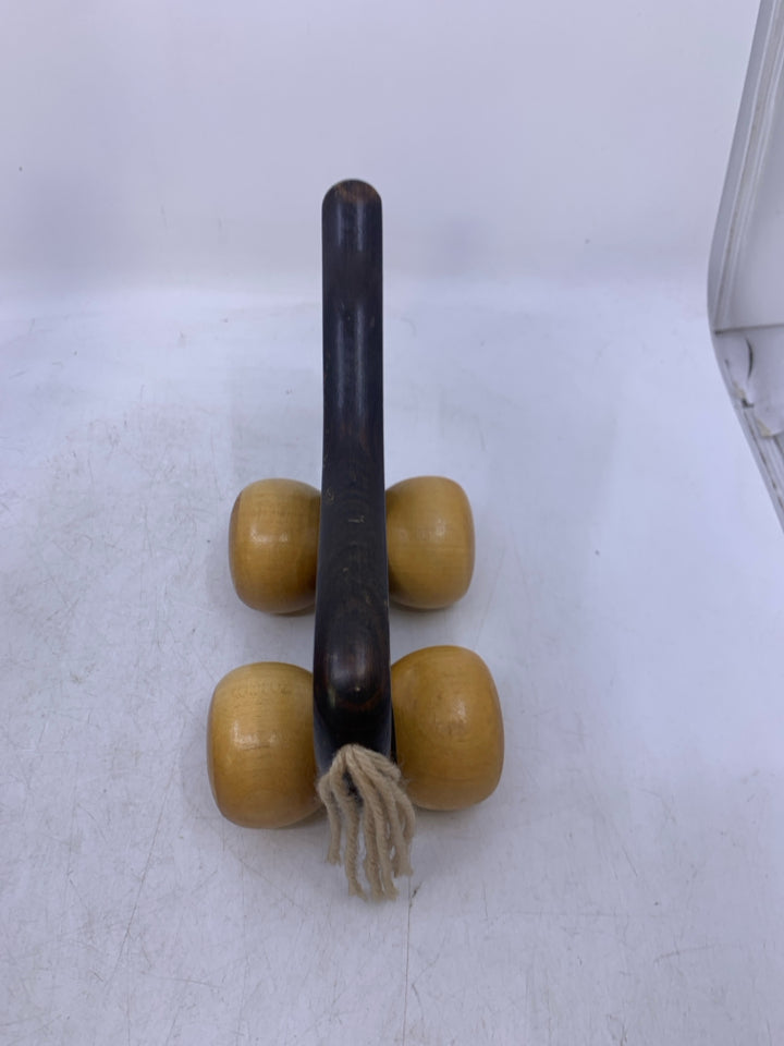 ROLLING 2 TONED WOOD HORSE.