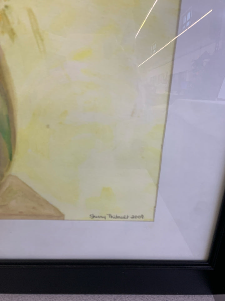 FRAMED YELLOW FLOWERS PAINTING- SIGNED.