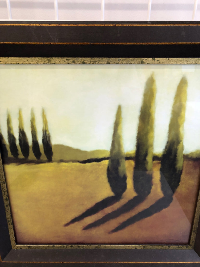 TUSCAN SCENES TALL SHRUBS PRINT.