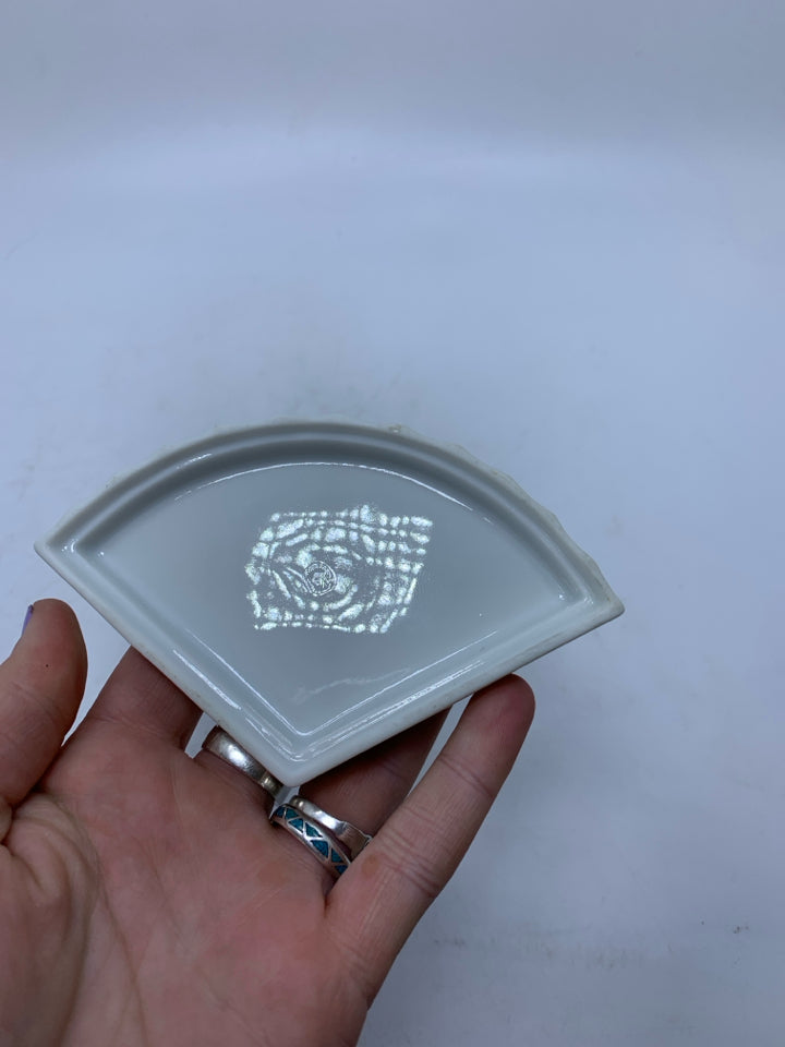 SMALL ASIAN STYLE FAN SHAPE W/ FLOWERS/BUTTERFLIES.