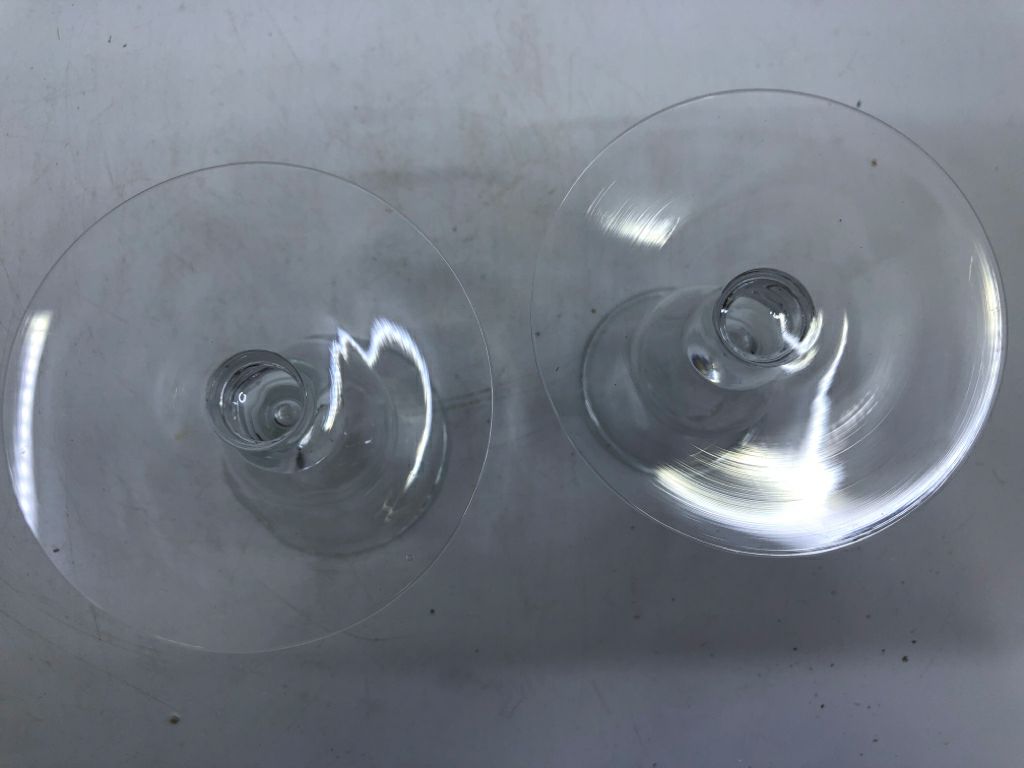 2 GLASS TAPER CANDLE HOLDERS.