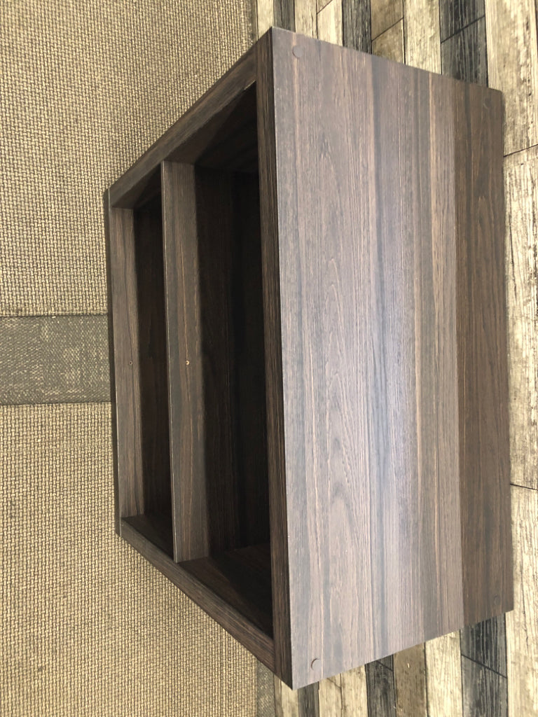 DARK WOOD, 2 TIER SHELF UNIT.
