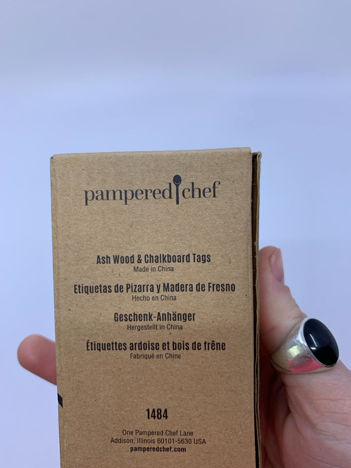 NIB 4 ASH WOOD & CHALK BOARD TAGS.