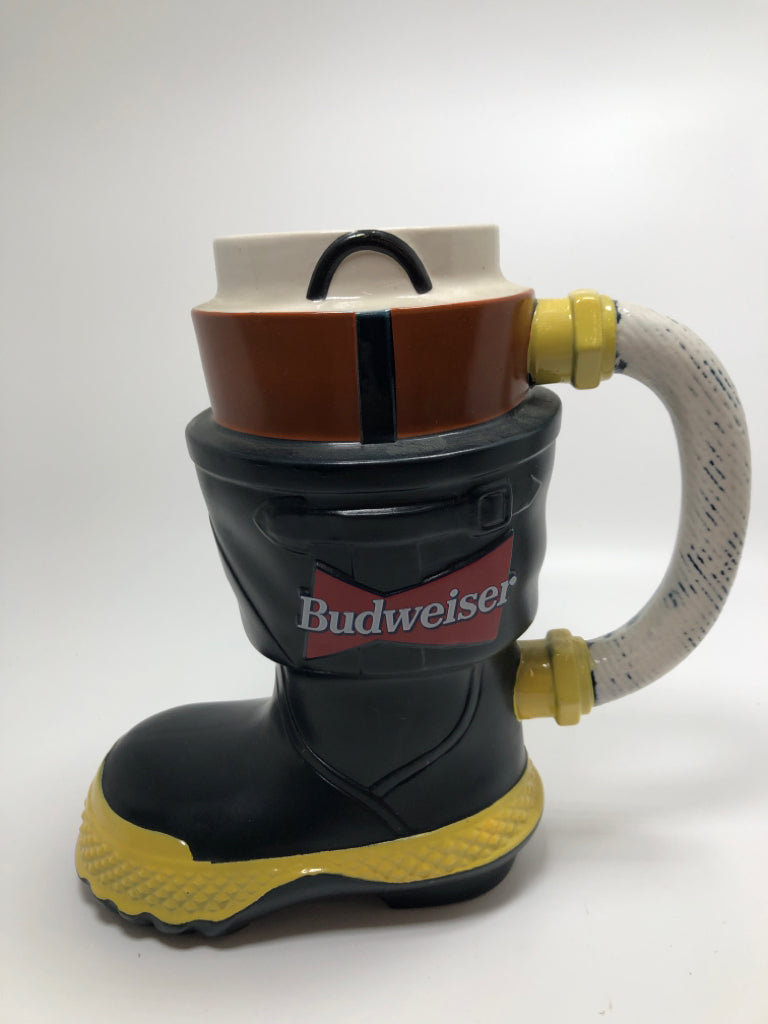 BUDWEISER FIREFIGHTER BOOT BEER STEIN.