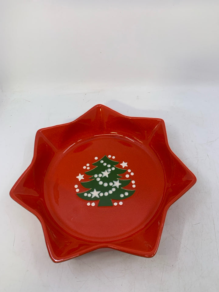WAECHETERSBACH CHRISTMAS TREE RED STAR SHAPED BOWL.