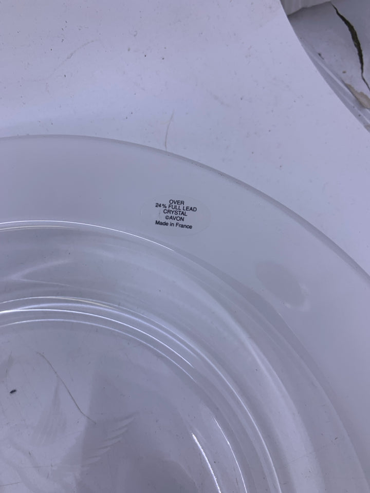 4 CRYSTAL FROSTED HUMMING BIRD SOUP BOWLS.