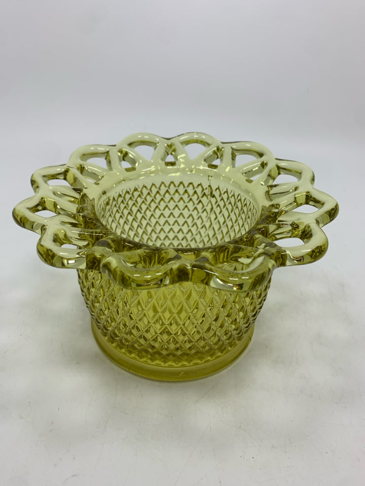 VTG CANDY BOWL W/ DIAMOND POINT PATTERN.