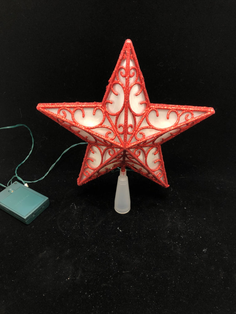 LIGHT-UP RED STAR TREE TOPPER.