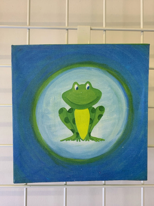 FROG IN BUBBLE CANVAS WAL ART.