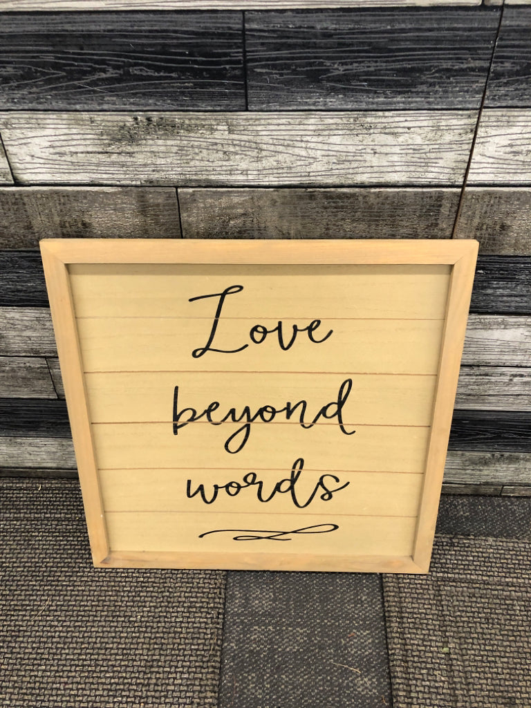 LOVE BEYOND WORDS WOOD WALL SIGN.