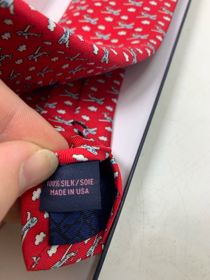 Vineyard Vines Airplanes Pattern Neck Tie- New In Gift Box