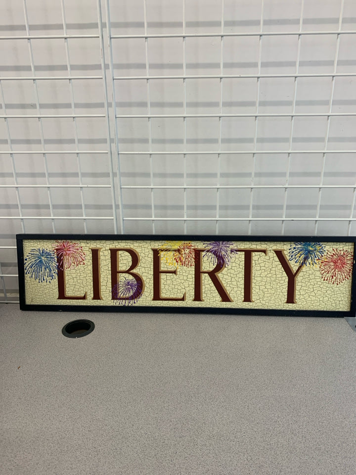 LIBERTY FIREWORK CRACKLE DESIGN FRAMED WALL-ART.