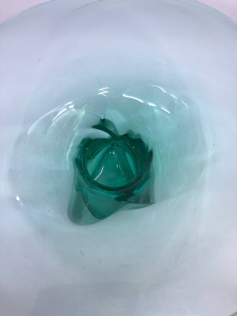 TEAL GLASS VASE CENTERPIECE.