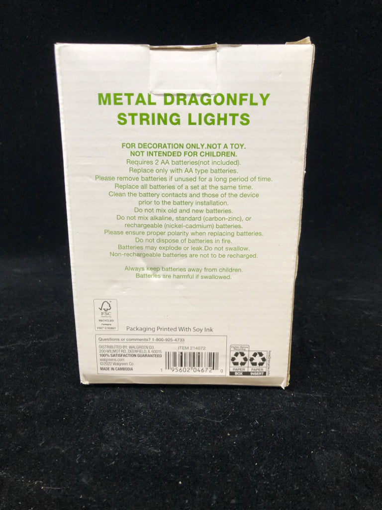 NIB METAL DRAGONFLY STRING LIGHTS.