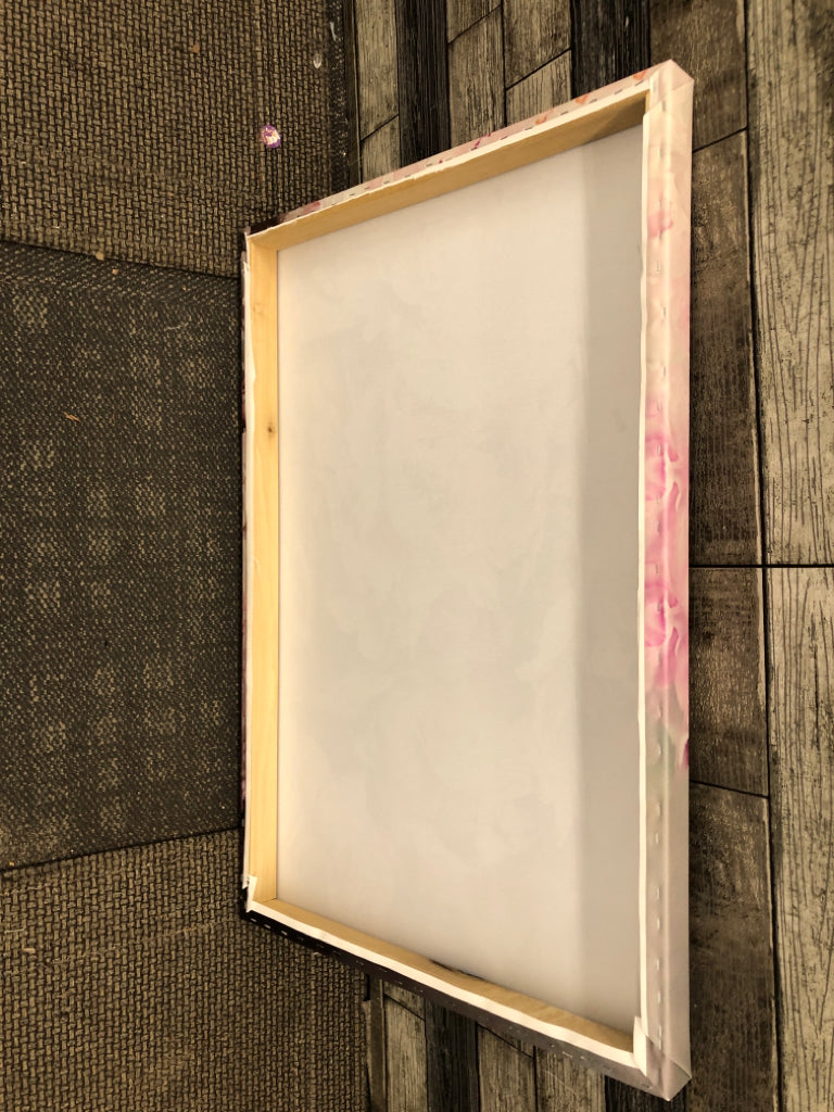 PINK FLORAL CANVAS WALL ART.