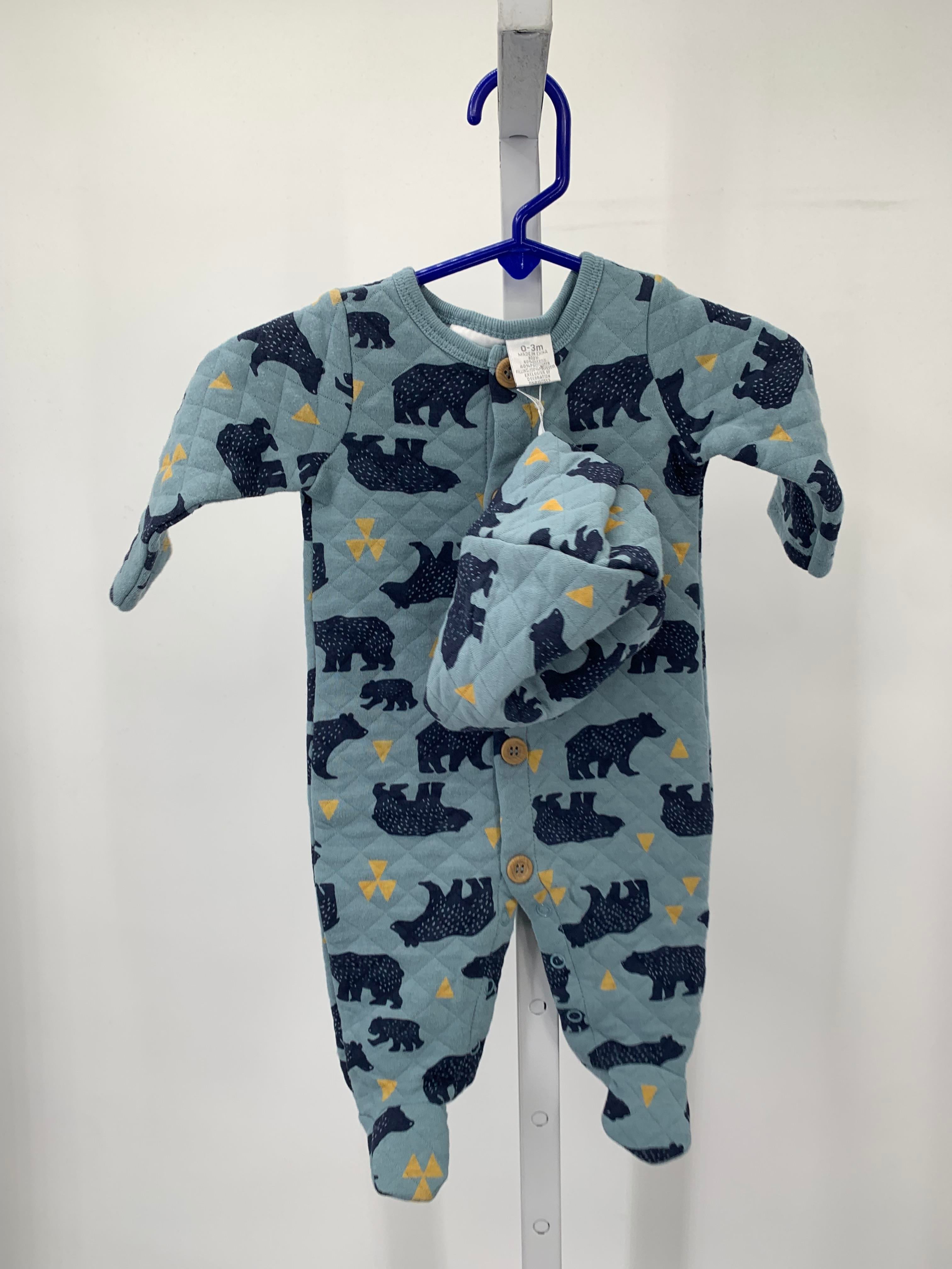 BEARS QUILTED KNIT ROMPER AND HAT