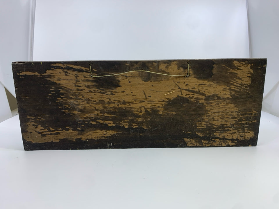 PRIMITIVE SPLISH SPLASH WOOD BLOCK HANGING SIGN.