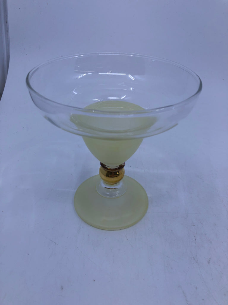 6 VTG COLORFUL SHORT COCKTAIL GLASSES-PINK, YELLOW, BLUE.