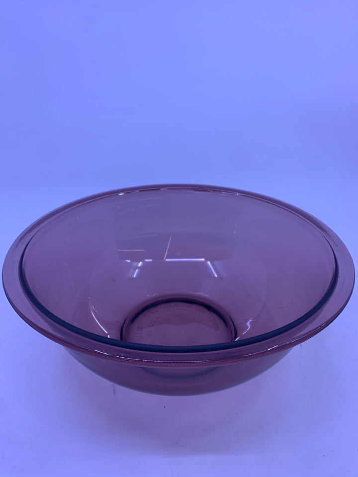 PURPLE PYREX MIXING BOWL.