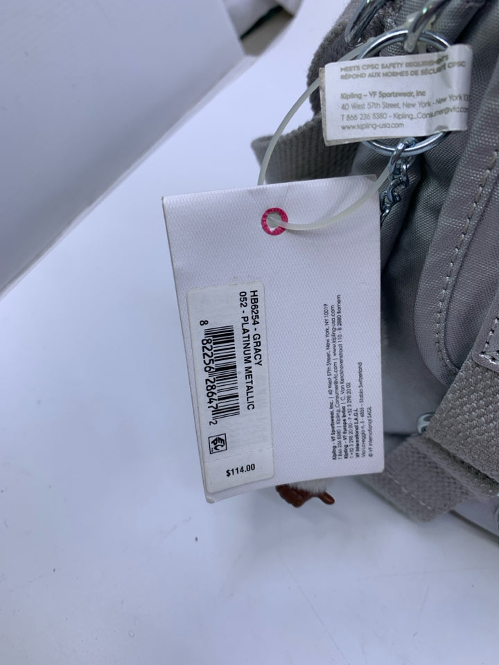 Kipling Gracy Platinum Metallic Shoulder Bag- New With Tags