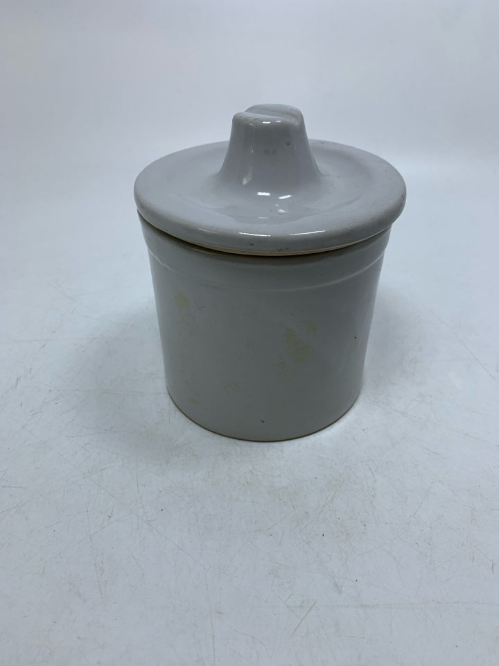 VTG STONEWARE CROCK W/ LIBERTY BELL 1776-1976 LID NO CLASP.