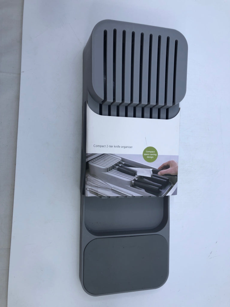 NIP GRAY COMPACT 2-TIER KNIFE ORGANIZER