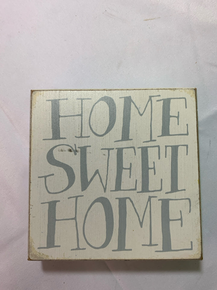 WHITE HOME SWEET HOME BLOCK SIGN.