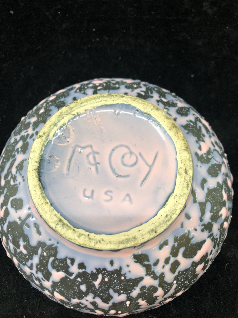 VTG PINK SPLATTER PAINTED POTTERY BOWL/PLANTER.