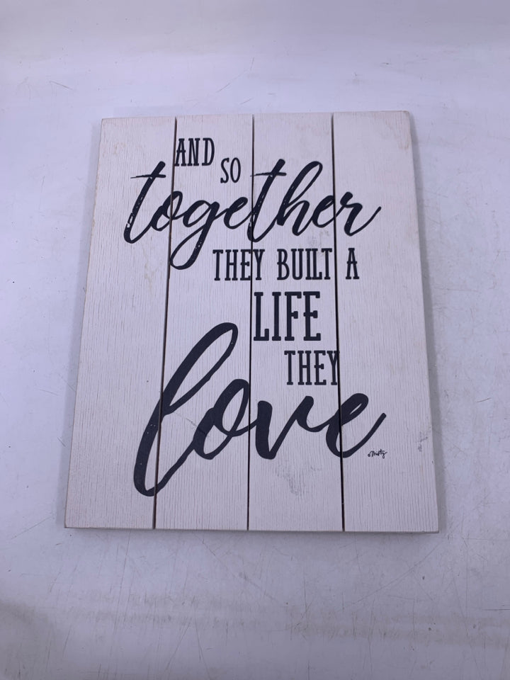 BLACK/WHITE AND SO TOGETHER WALL HANGING.