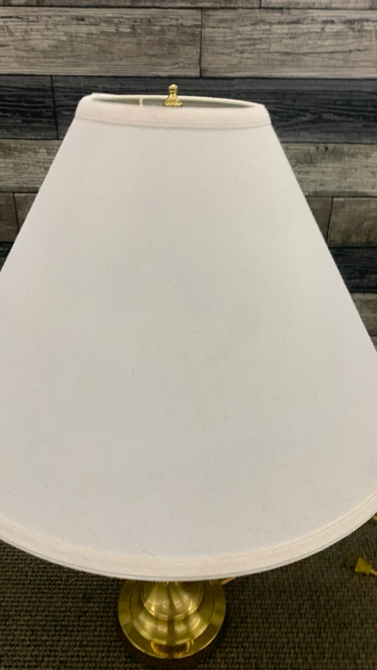 GOLD LAMP W/CONE SHADE.