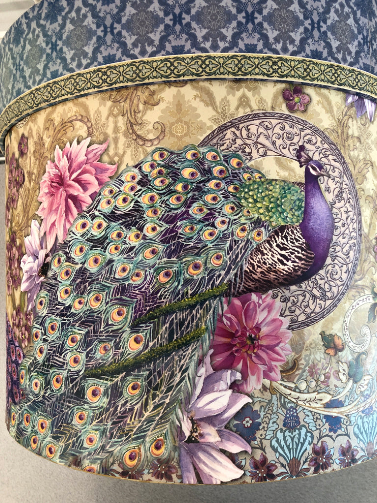 COLORFUL PEACOCK STORAGE BIN.