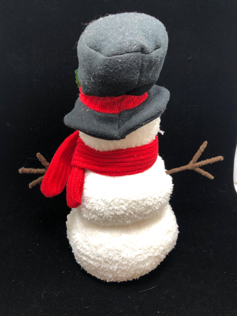 FUZZY SNOWMAN IN RED SCARF.