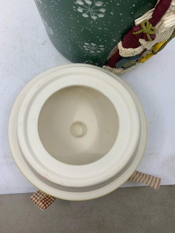 HAPPY HOLIDAYS SANTA COOKIE JAR.