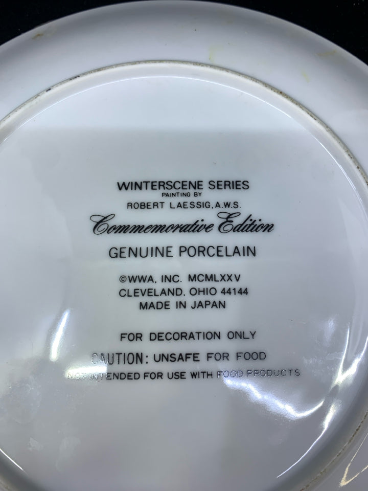 NEVER A CHRISTMAS WINTER SCENE DECOR PLATE.