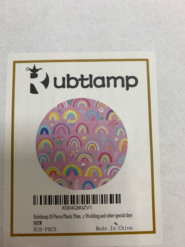 NIB 20PC RAINBOW PLATES.