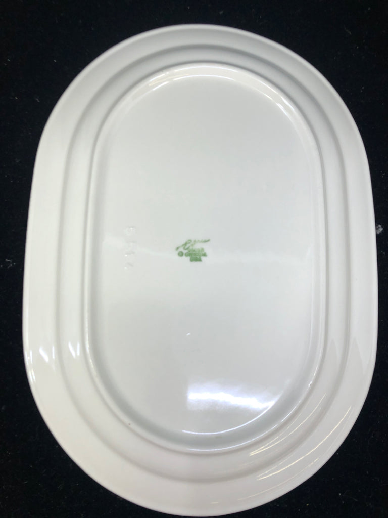 4 OVAL PLATES W RED RIM.