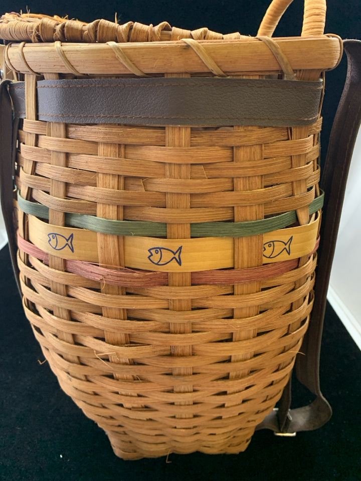 WICKER FISHING CREEL BASKET.