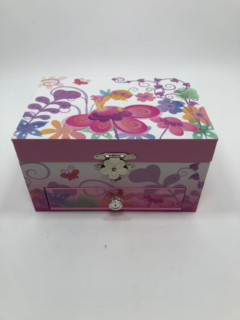 GLITTER FLOWER FAIRY JEWELRY MUSIC BOX.