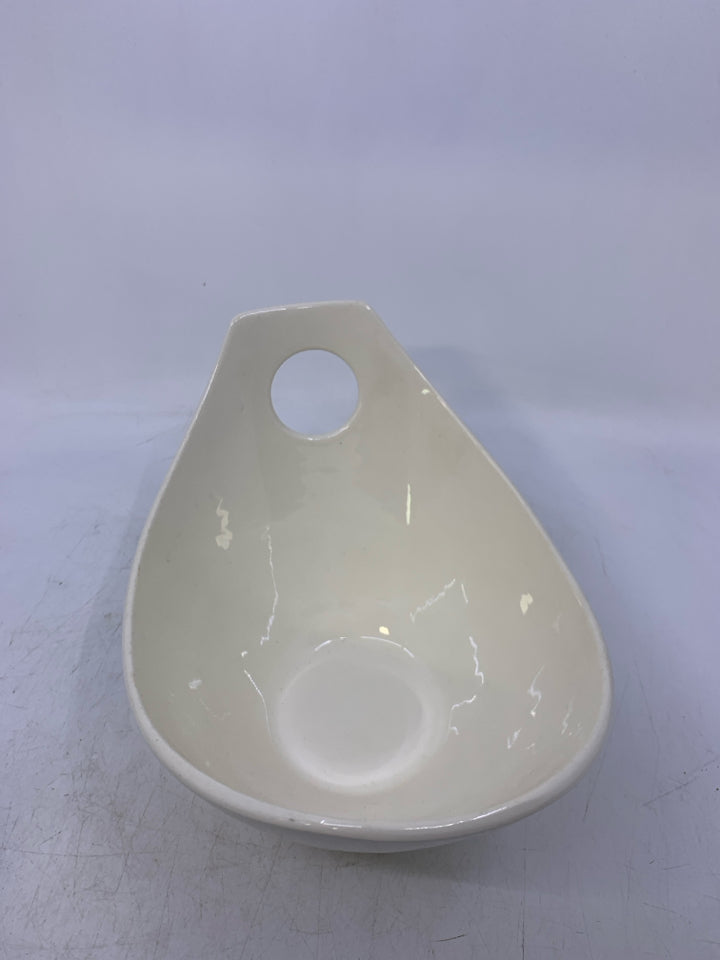 CERAMIC BOWL W/ HOLE ON SIDE.