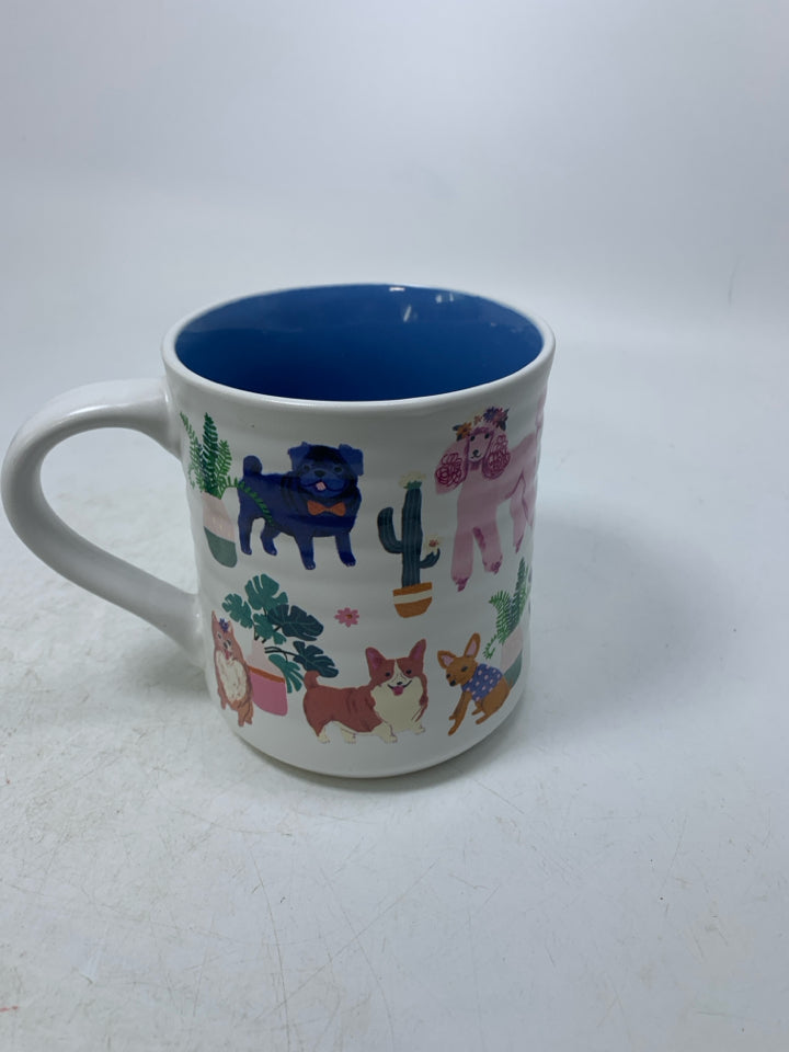 ASSORTED DOGS/PLANTS RIBBED MUG.