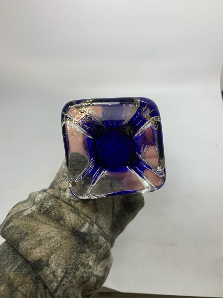 SKINNY BLOWN GLASS COBALT BLUE VASE.