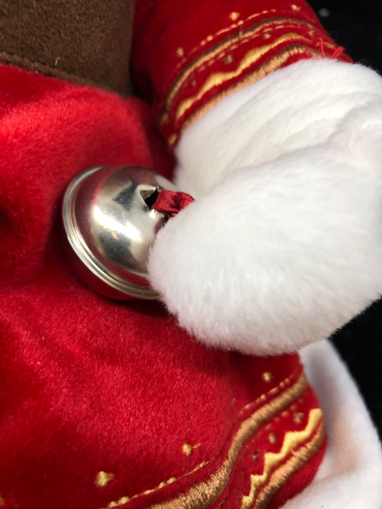 SINGING PLUSH SITTING SANTA RED COAT.