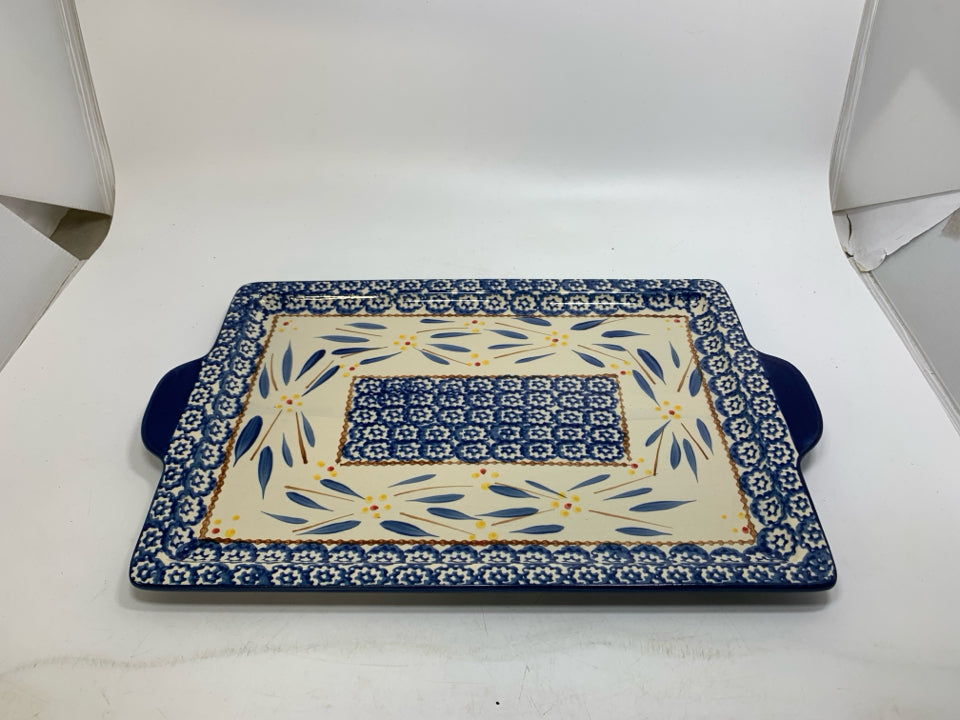 RECTANGLE BLUE OLD WORLD PLATTER TRAY OVEN WARE.