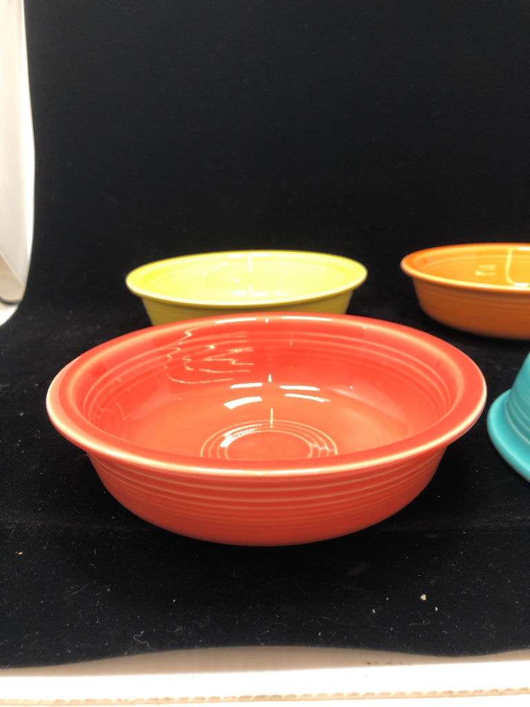 4 MULTI COLORED FIESTA WARE BOWL SET.