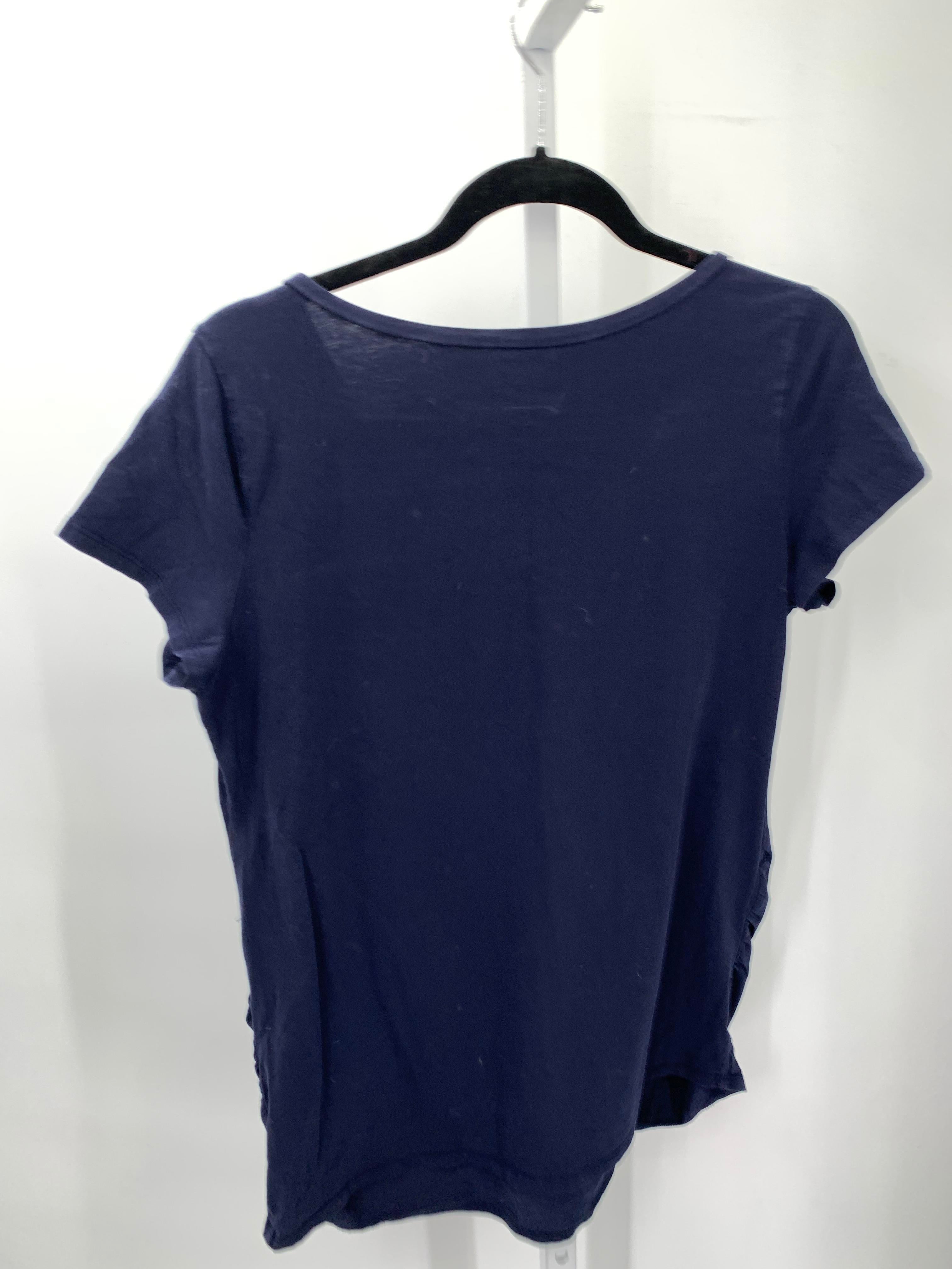 Navy Size Large Maternity Short Sleeve Shirt