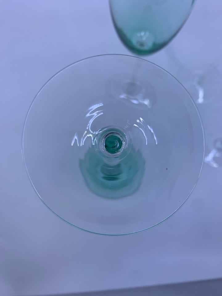 4 TINTED GREEN WINE GLASSES.