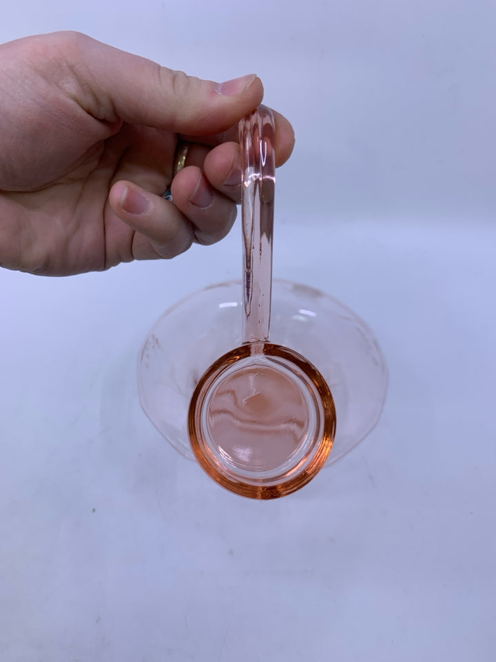 VTG 2 PC PINK ETCHED DEPRESSION GLASS W/ SPOON.