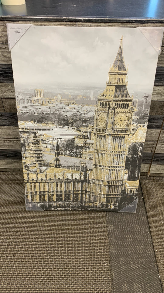 BIG BEN CANVAS W/GOLD ACCENTS.