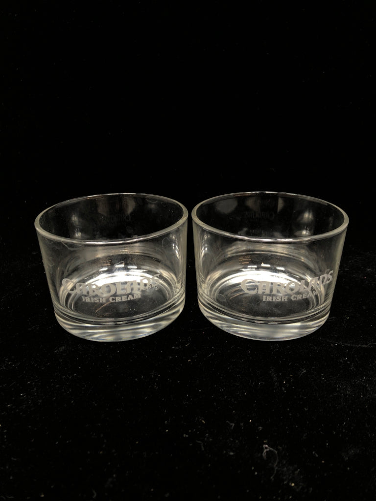 2 IRISH CREAM CAROLANS SHORT LOWBALL GLASSES.